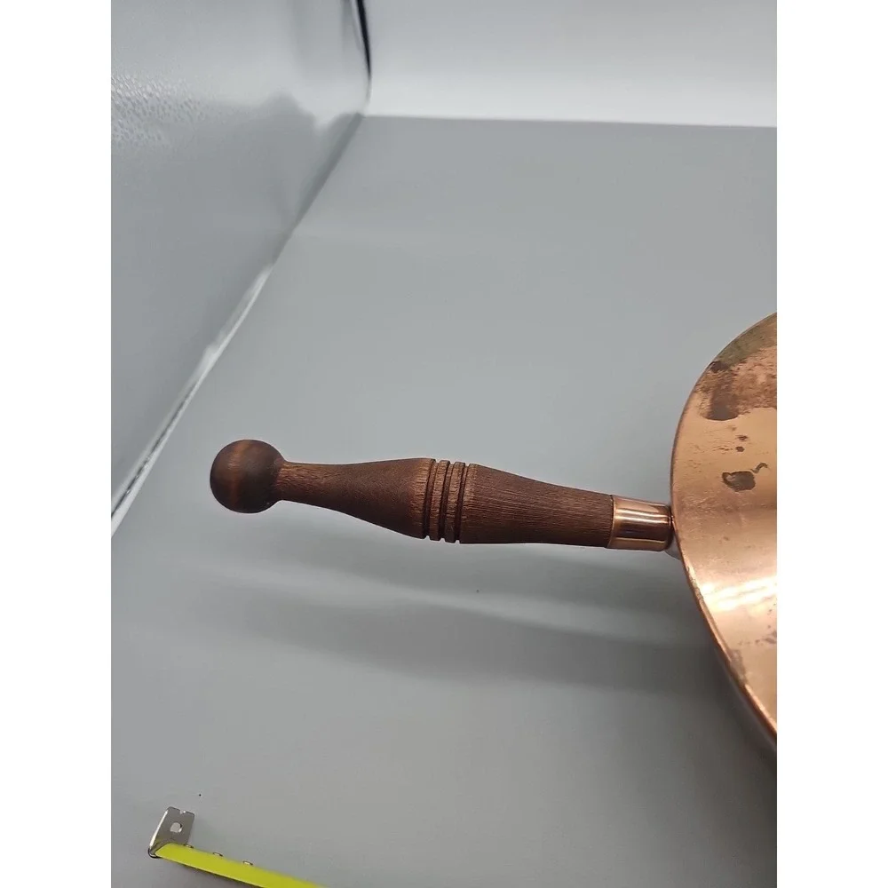 Beautiful Vintage Copper Chafing Dish Wood Handle Pan Only